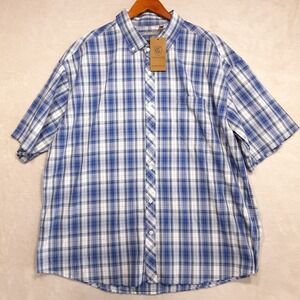 Coevals Club Mens Short Sleeve Button Shirt Sz.3XL/Blue Gray Plaid/Casual